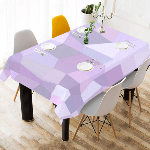 Pastel Purple Mosaic Cotton Linen Tablecloth 60"x 84"
