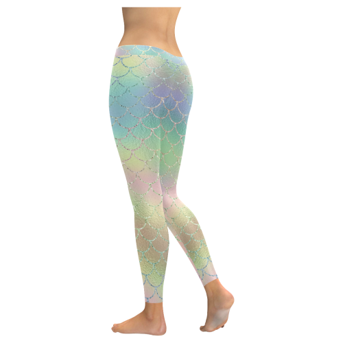 Pastel Mermaid Sparkles Women's Low Rise Leggings (Invisible Stitch) (Model L05)
