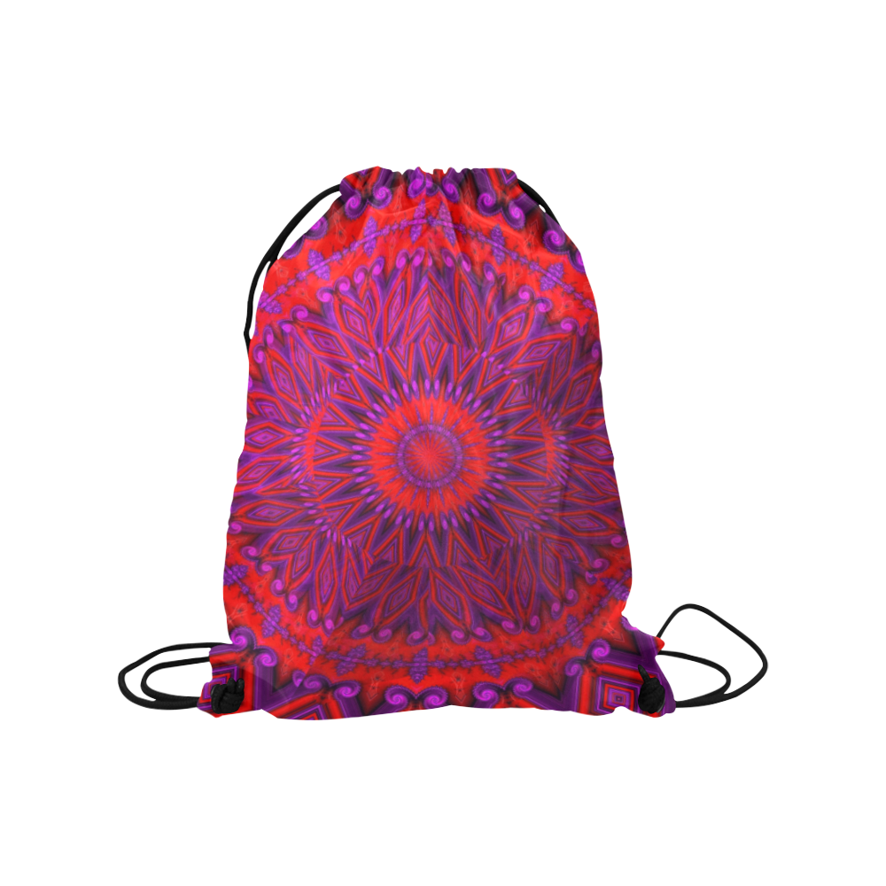 Indian Blanket Under Glass Fractal Mandala Medium Drawstring Bag Model 1604 (Twin Sides) 13.8"(W) * 18.1"(H)