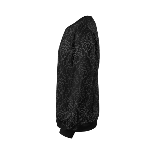Elegant vintage floral damasks in  gray and black All Over Print Crewneck Sweatshirt for Men (Model H18)