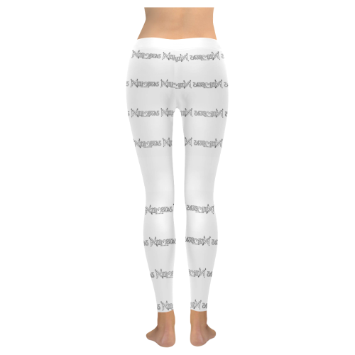 NUMBERS COLLECTION WHITE Women's Low Rise Leggings (Invisible Stitch) (Model L05)