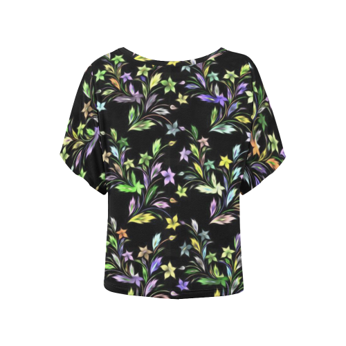 Vivid floral pattern 4182C by FeelGood Women's Batwing-Sleeved Blouse T shirt (Model T44)