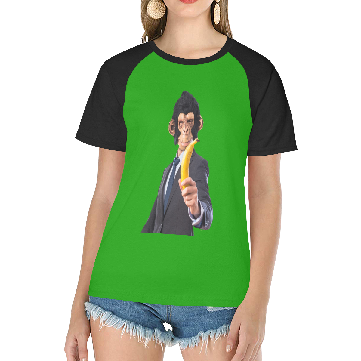 monkeyman Women's Raglan T-Shirt/Front Printing (Model T62)