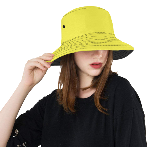 Yummy Lily Yellow Solid Color All Over Print Bucket Hat