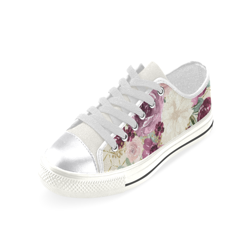 Floral Flowers Shoes, Watercolor Flowers Women's Classic Canvas Shoes (Model 018)