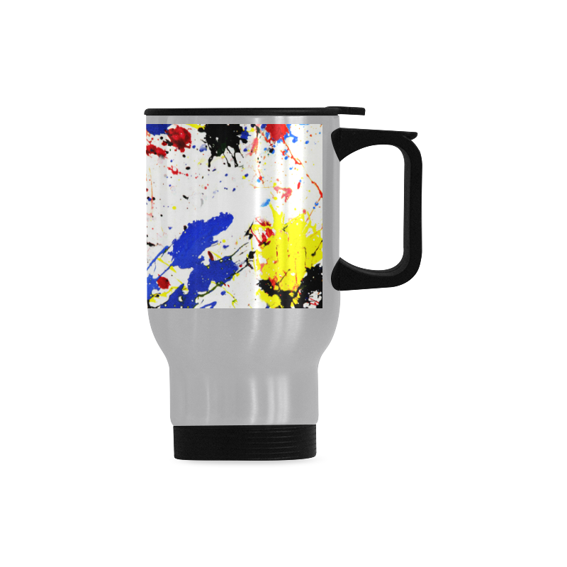 Blue and Red Paint Splatter Travel Mug (14oz)