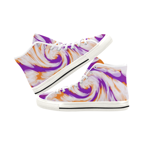 Purple Orange Tie Dye Swirl Abstract Vancouver H Women's Canvas Shoes (1013-1)