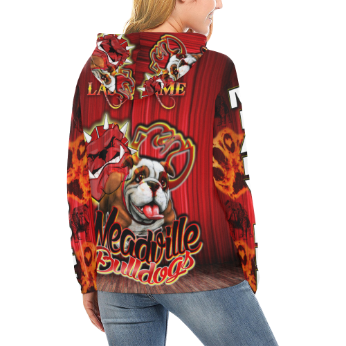 Meadville Bulldogs - Curtain All Over Print Hoodie for Women (USA Size) (Model H13)