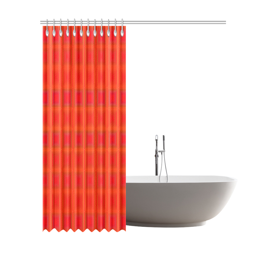 Red orange multicolored multiple squares Shower Curtain 69"x84"