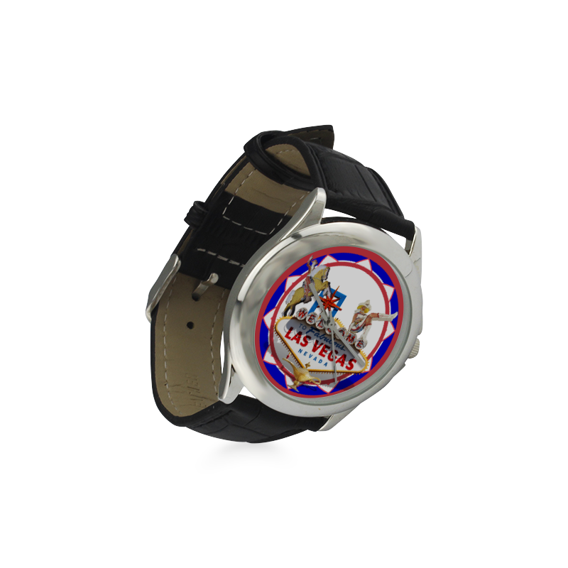 LasVegasIcons Poker Chip - Vegas Sign Women's Classic Leather Strap Watch(Model 203)