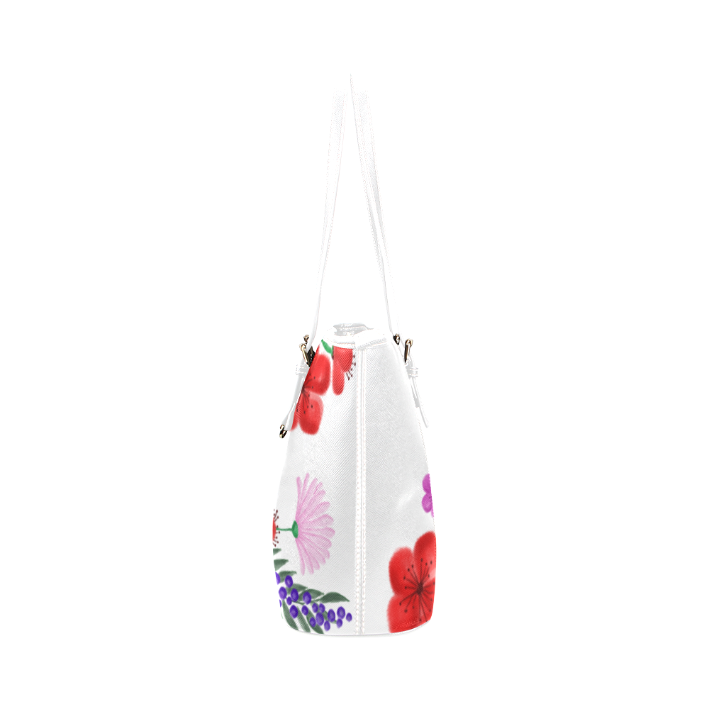 BUNCH OF FLOWERS Leather Tote Bag/Large (Model 1651)