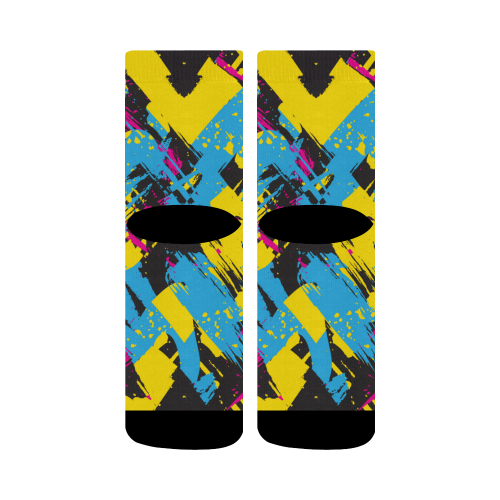 Colorful paint stokes on a black background Crew Socks