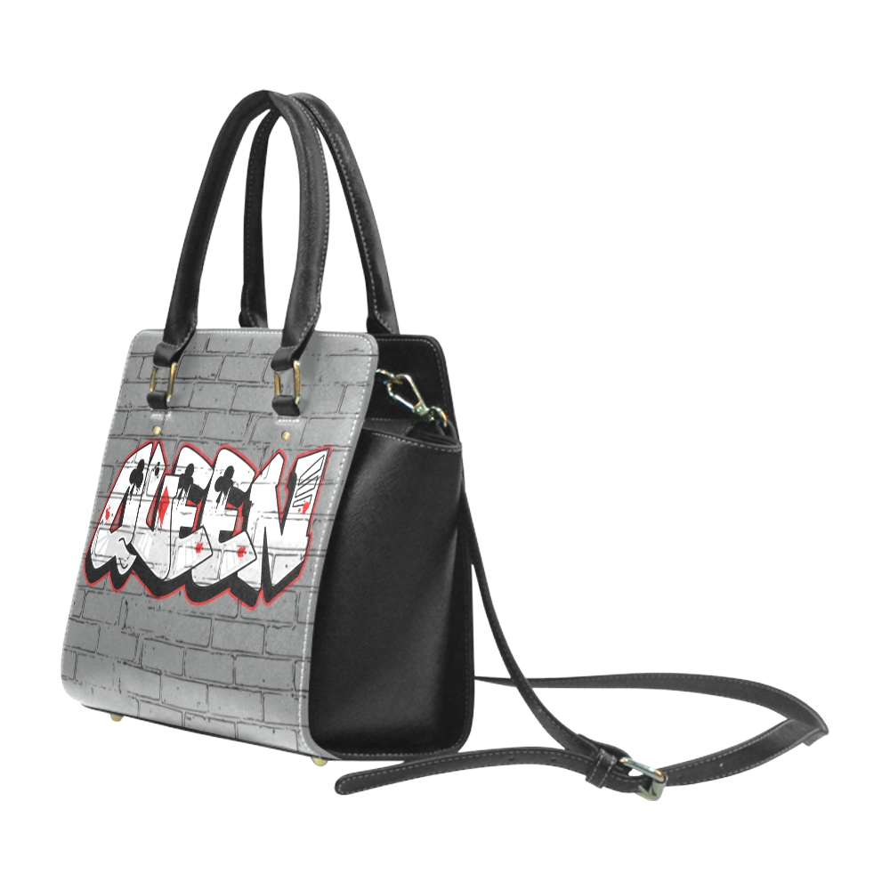 Queen Graffiti Brick Drk Grey Classic Shoulder Handbag (Model 1653)