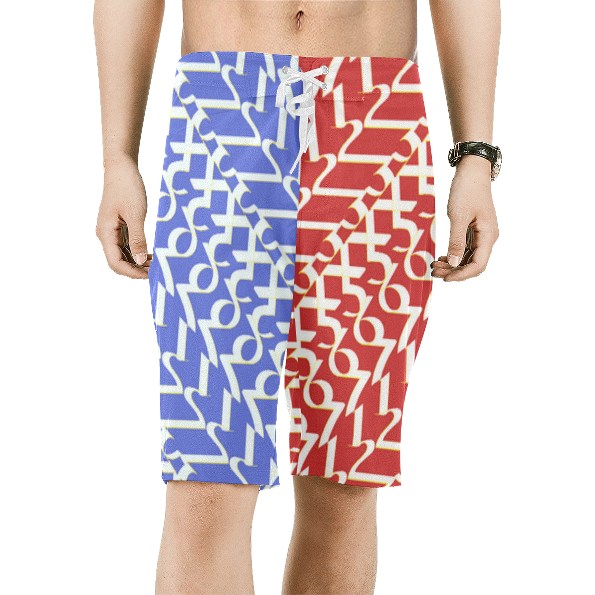 NUMBERS Collection 1234567 Multi Color Daytime Men's All Over Print Board Shorts (Model L16)