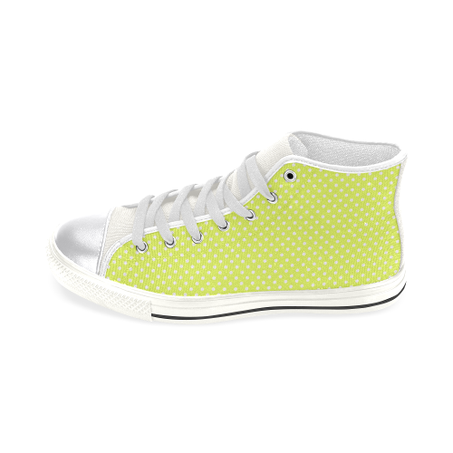 Yellow polka dots Women's Classic High Top Canvas Shoes (Model 017)