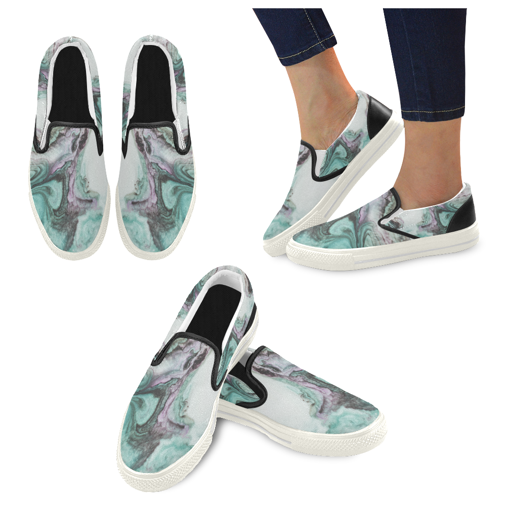 Modern Marble 85 b Women's Slip-on Canvas Shoes (Model 019)