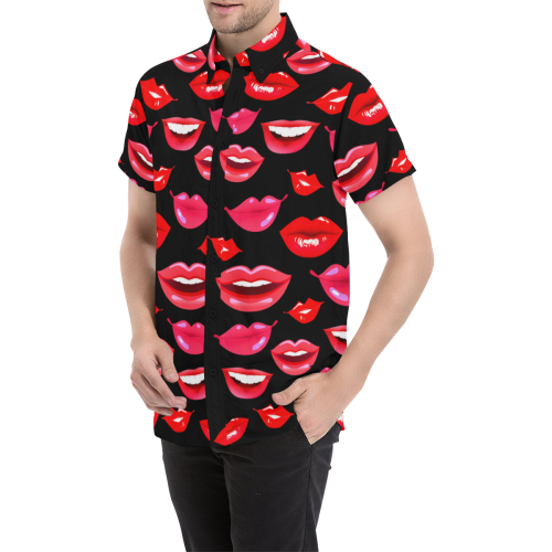 lips Men's All Over Print Short Sleeve Shirt (Model T53)