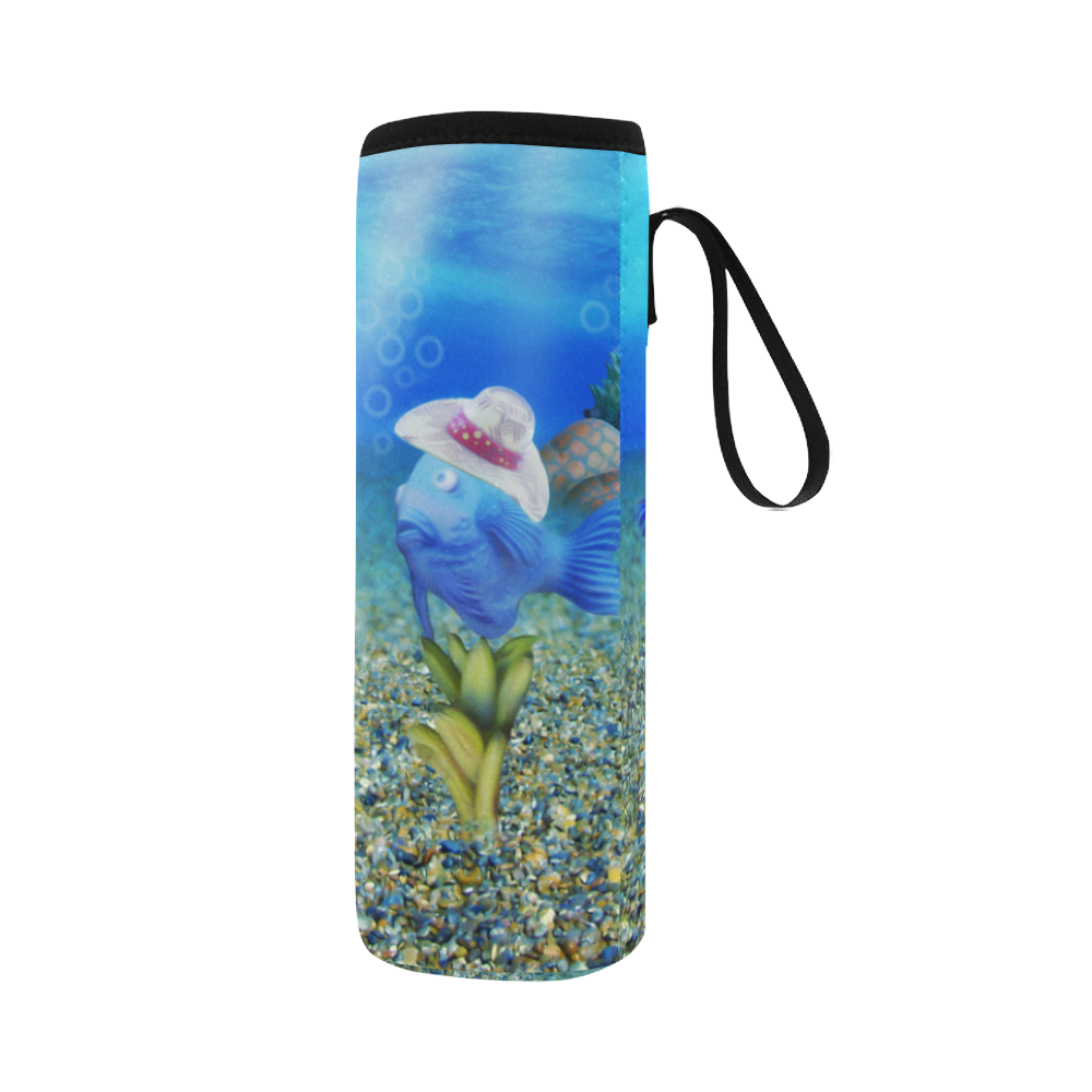 The Singing Fish Neoprene Water Bottle Pouch/Large