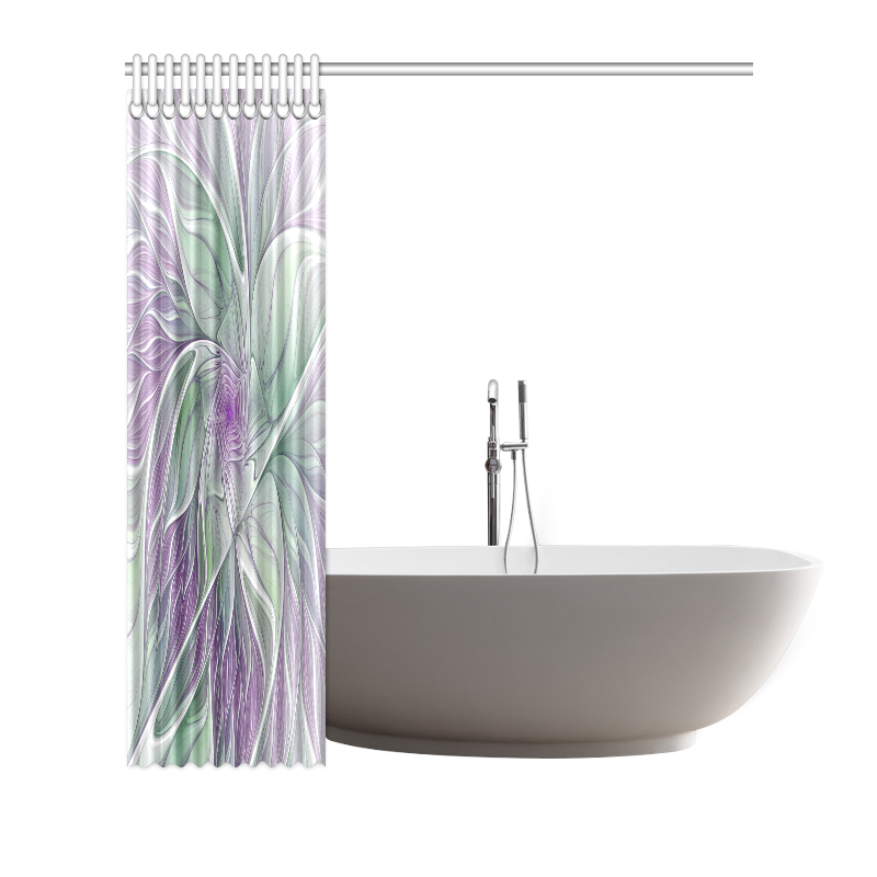 Flower Dream Abstract Purple Sea Green Floral Fractal Art Shower Curtain 66"x72"