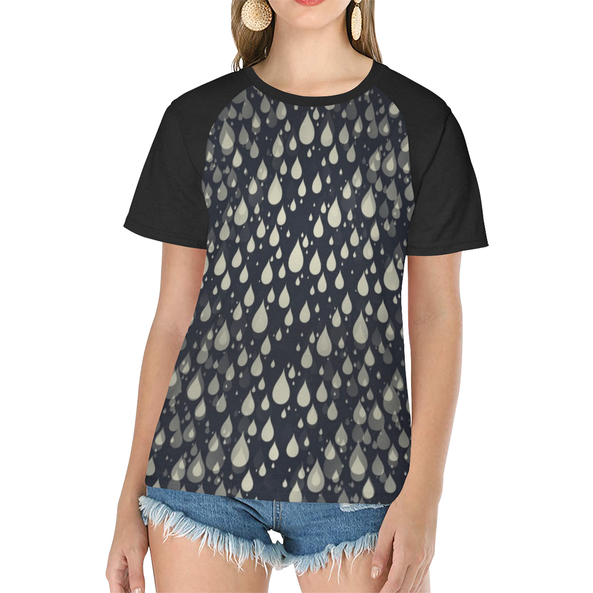 Rain Cubist  by Artdream Women's Raglan T-Shirt/Front Printing (Model T62)