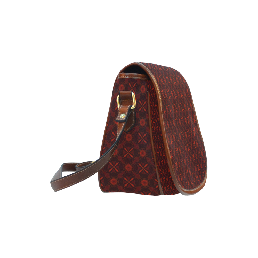 Brown Geometric Pattern Saddle Bag/Small (Model 1649) Full Customization