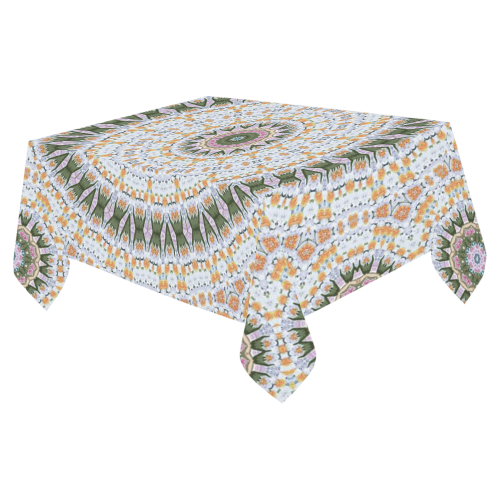 Peace Mandala Cotton Linen Tablecloth 52"x 70"