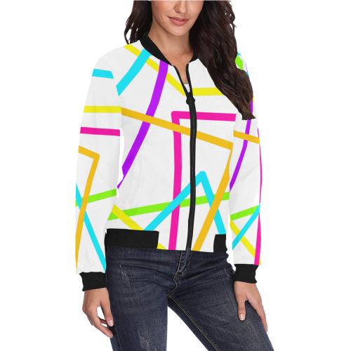 Colors All Over Print Bomber Jacket for Women (Model H36)