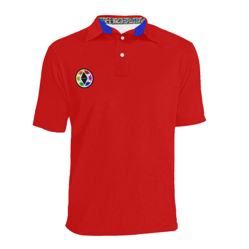Dionixinc Polo- Red/Blue Men's All Over Print Polo Shirt (Model T55)