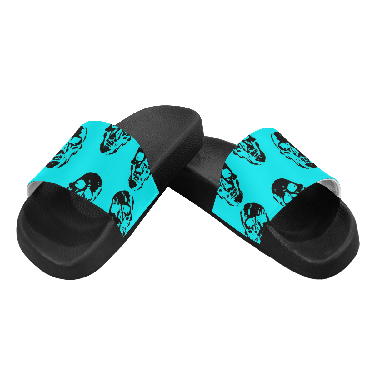 hot skulls, aqua by JamColors Men's Slide Sandals (Model 057)