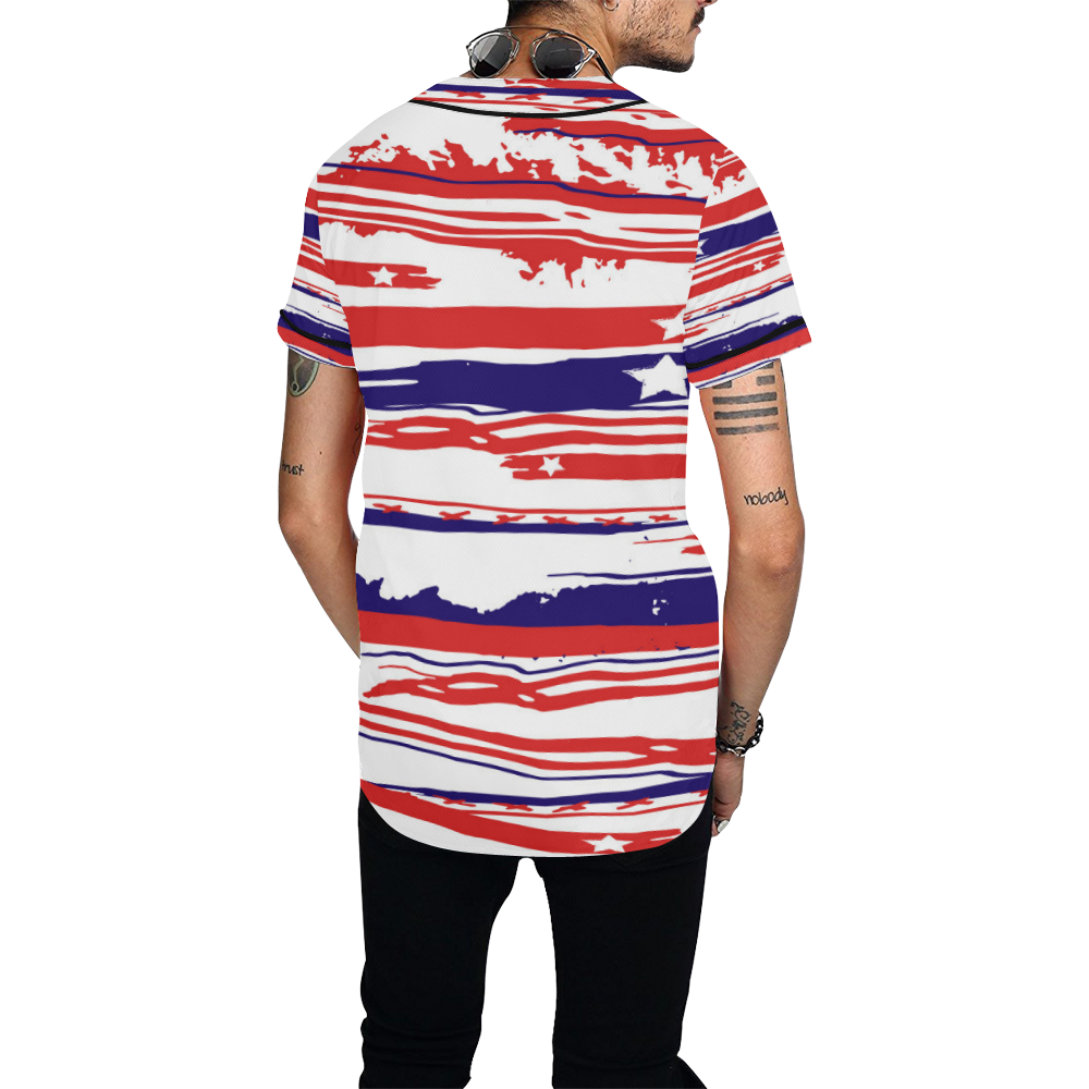 4th of July All Over Print Baseball Jersey for Men (Model T50)