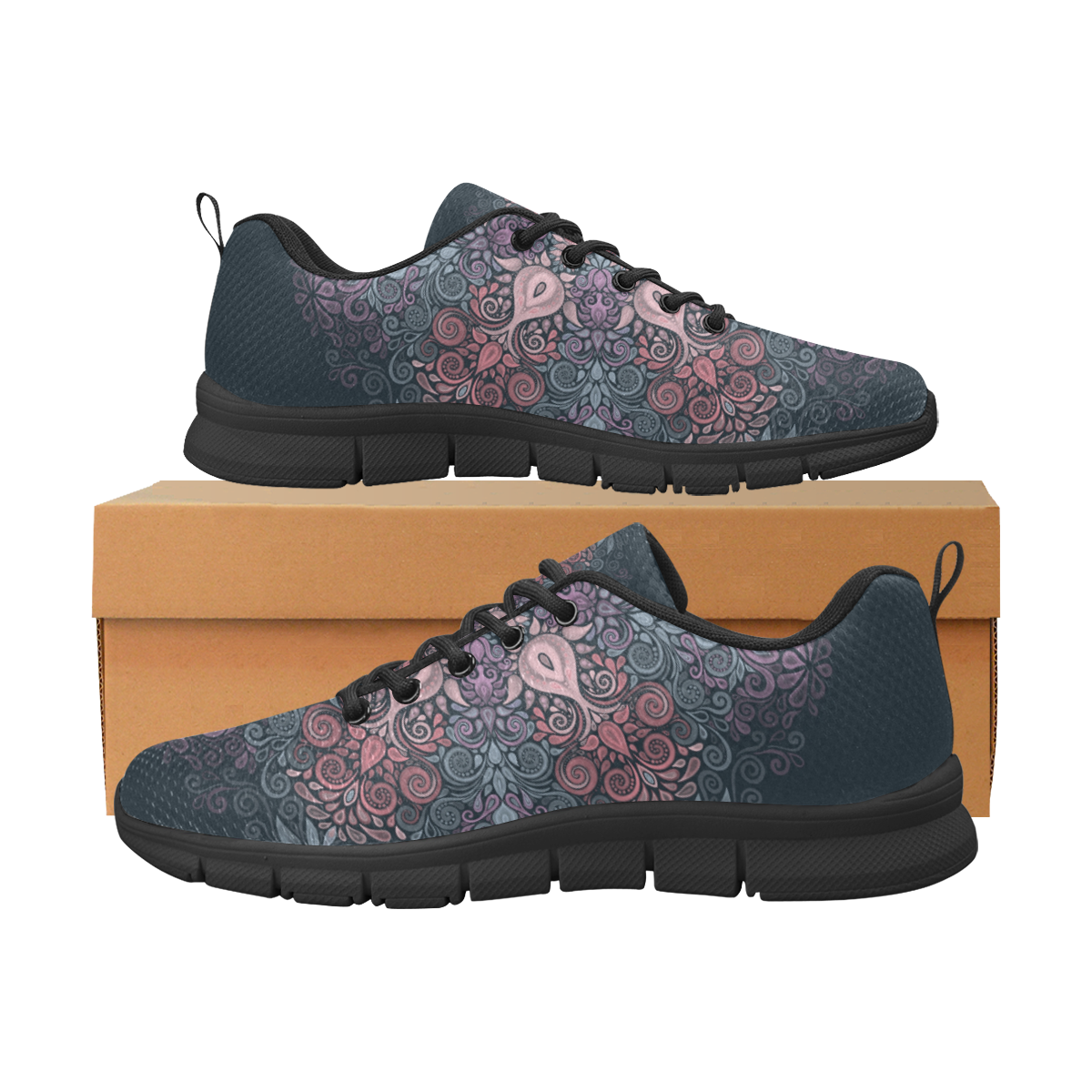 Baroque Garden Watercolor Mandala, pastels Women's Breathable Running Shoes (Model 055)