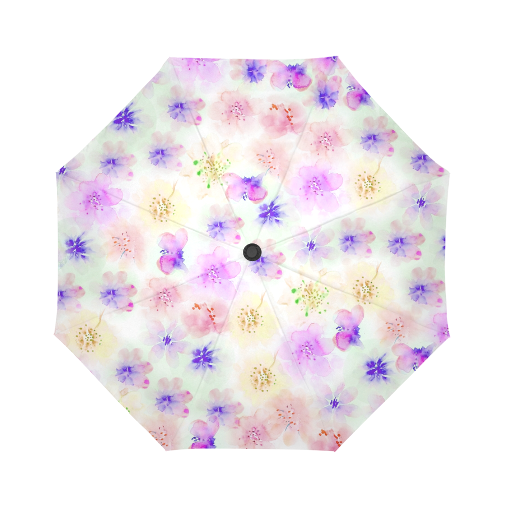 watercolor flowers 2 Auto-Foldable Umbrella (Model U04)