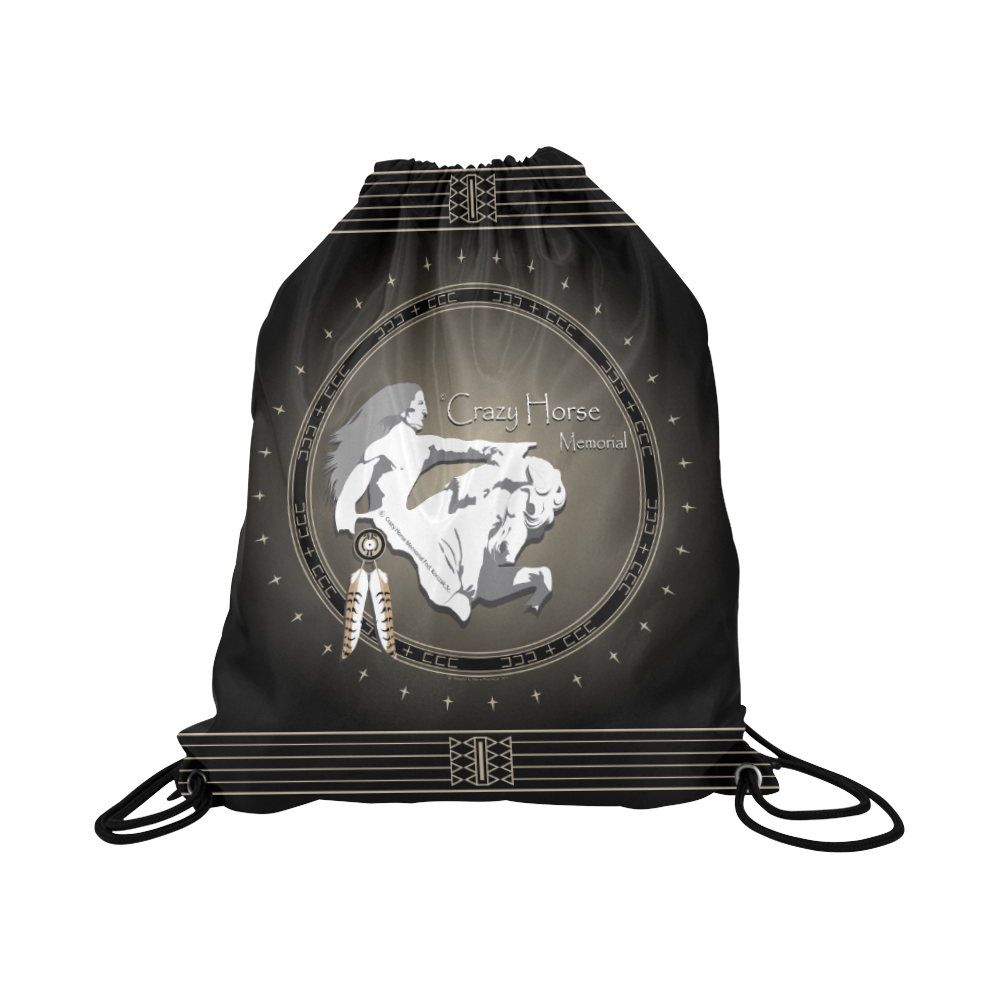 Crazy Horse Black Large Drawstring Bag Model 1604 (Twin Sides)  16.5"(W) * 19.3"(H)