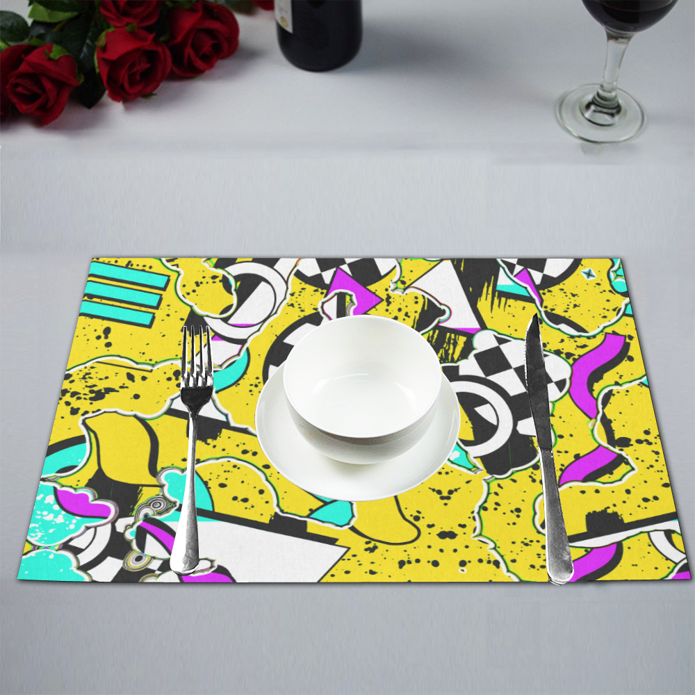 Shapes on a yellow background Placemat 12’’ x 18’’ (Four Pieces)