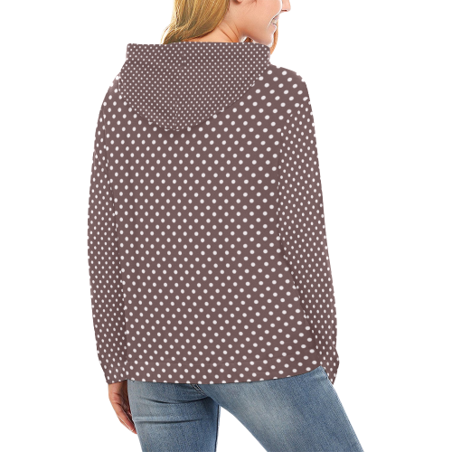 Chocolate brown polka dots All Over Print Hoodie for Women (USA Size) (Model H13)