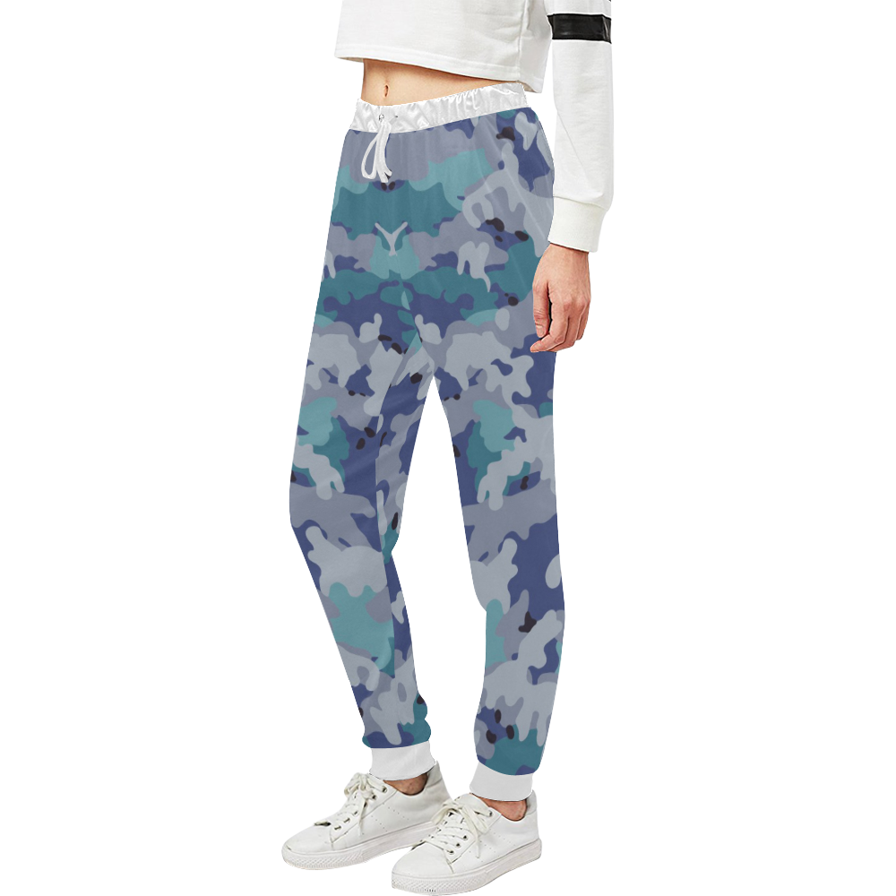CAMOUFLAGE-BLUE Unisex All Over Print Sweatpants (Model L11)