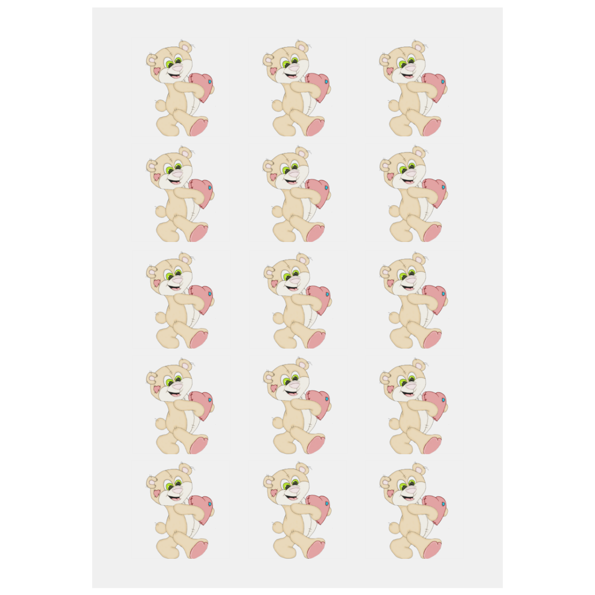 Patchwork Heart Teddy Personalized Temporary Tattoo (15 Pieces)
