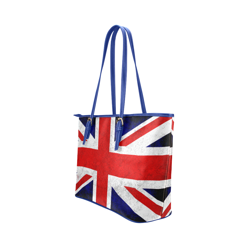 United Kingdom Union Jack Flag - Grunge 2 Leather Tote Bag/Large (Model 1651)