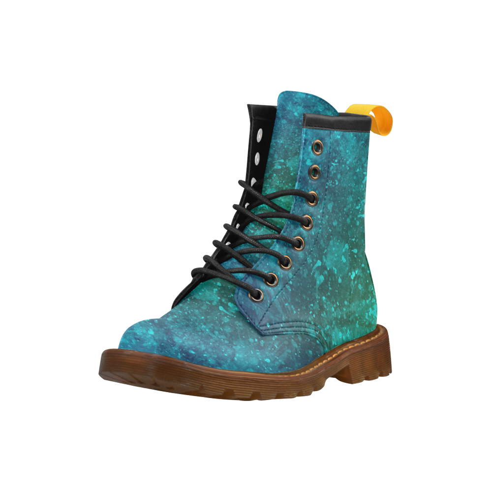 Blue and Green Abstract High Grade PU Leather Martin Boots For Men Model 402H