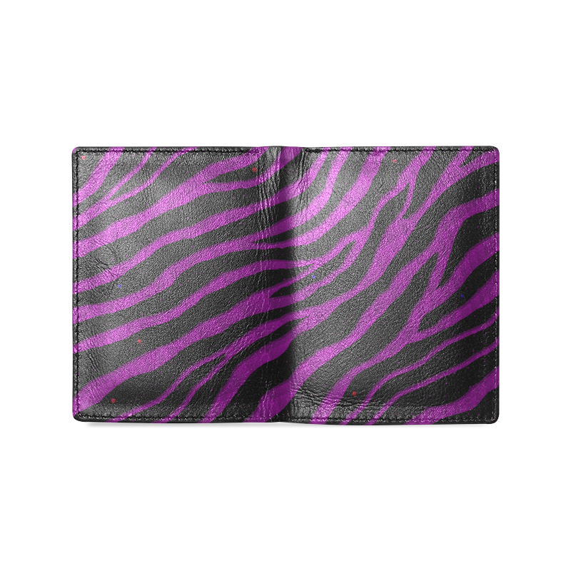 Ripped SpaceTime Stripes - Purple Men's Leather Wallet (Model 1612)