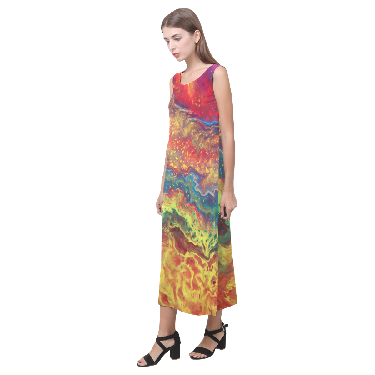 Powerful Phaedra Sleeveless Open Fork Long Dress (Model D08)