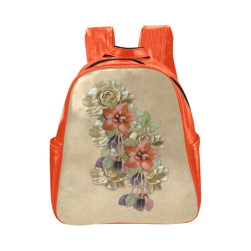 leather flower art Multi-Pockets Backpack (Model 1636)