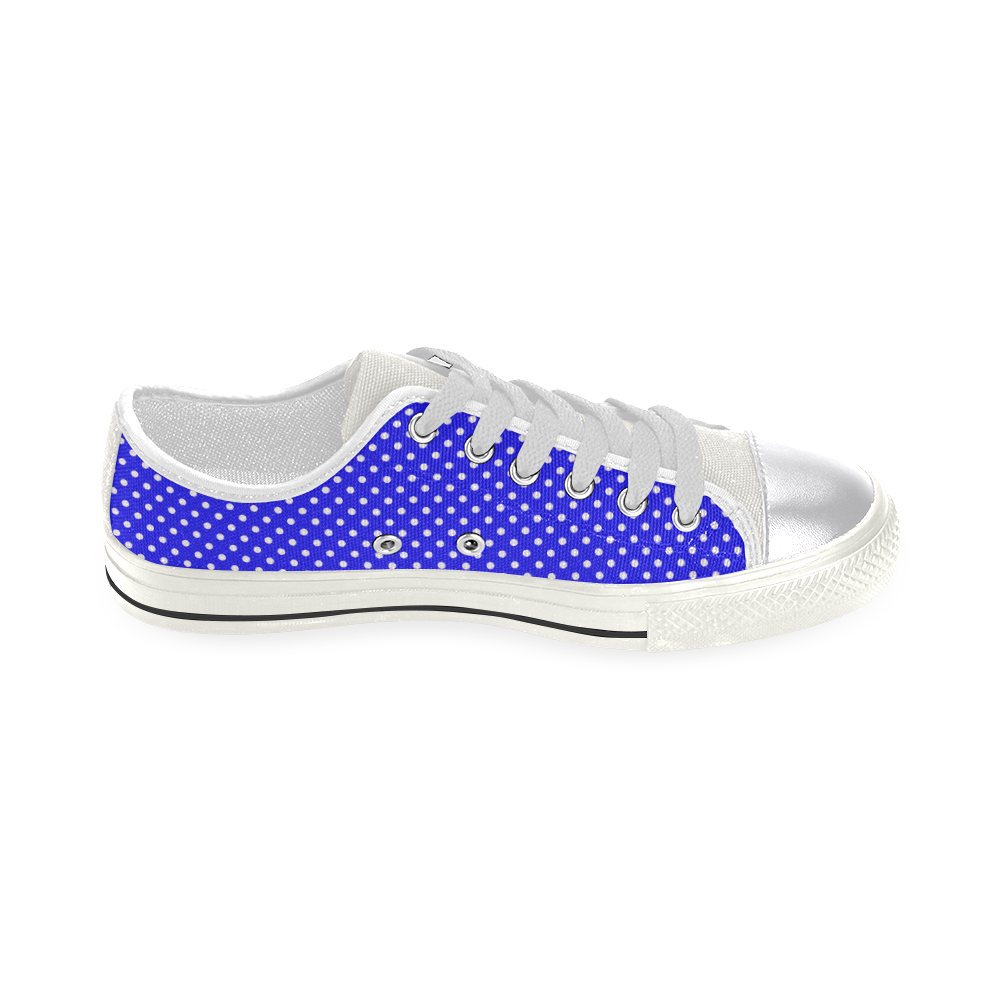 Blue polka dots Women's Classic Canvas Shoes (Model 018)