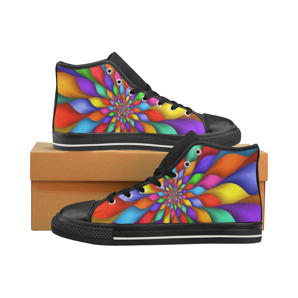 RAINBOW SKITTLES High Top Canvas Shoes for Kid (Model 017)