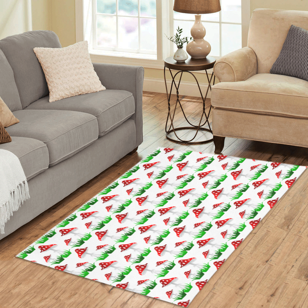 Toadstool red pattern Area Rug 5'x3'3''