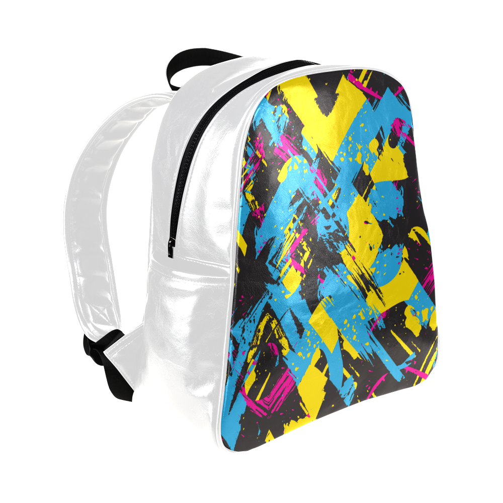 Colorful paint stokes on a black background Multi-Pockets Backpack (Model 1636)