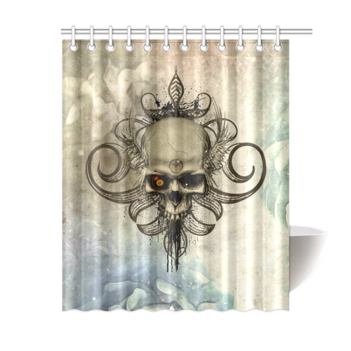 Creepy skull, vintage background Shower Curtain 60"x72"