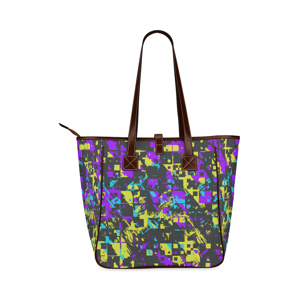 Purple yelllow squares Classic Tote Bag (Model 1644)