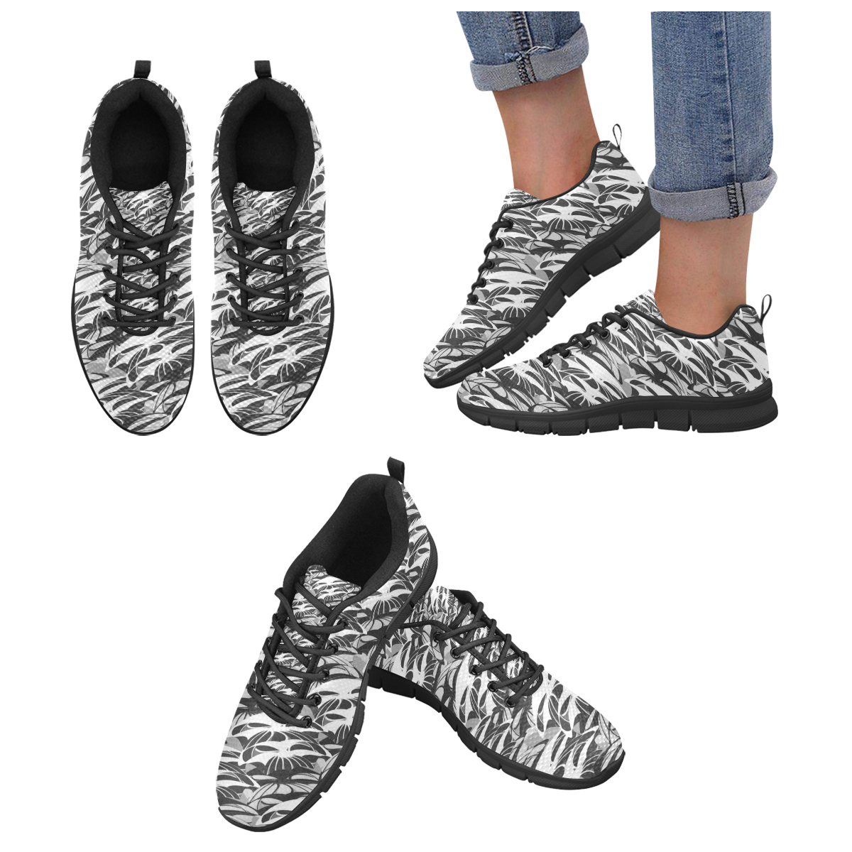 Alien Troops - Black & White (Black) Women's Breathable Running Shoes/Large (Model 055)