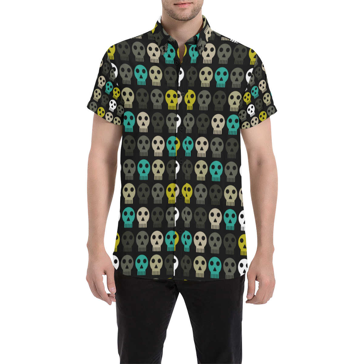 funky dead skulls Men's All Over Print Short Sleeve Shirt/Large Size (Model T53)